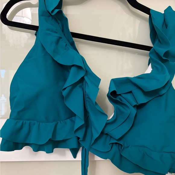 Teal Ruffled Bathing Suit Top - Picture 2 of 3